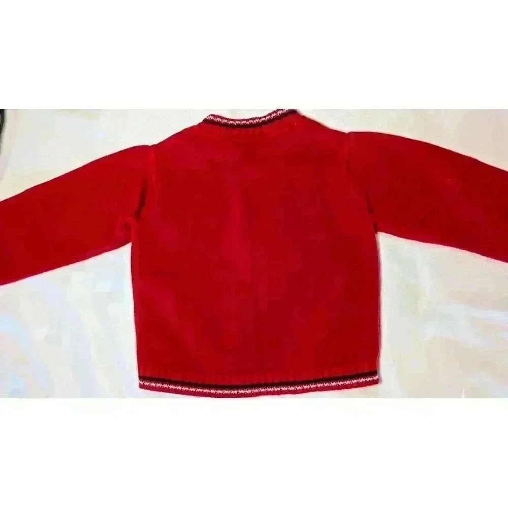 Vintage 18M Boy's Carter's Red & Gray Knit Zip Up Cardigan
